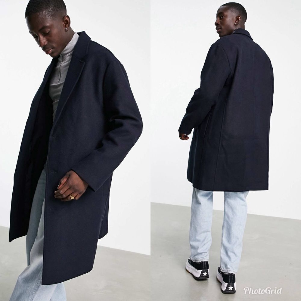 ASOS Design relaxed fit wool mix overcoat in Black